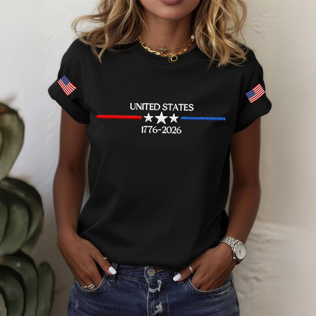 USA 250th Anniversary 1776 2026 T-Shirt American Flag Apparel Patriotic Gift For Wife