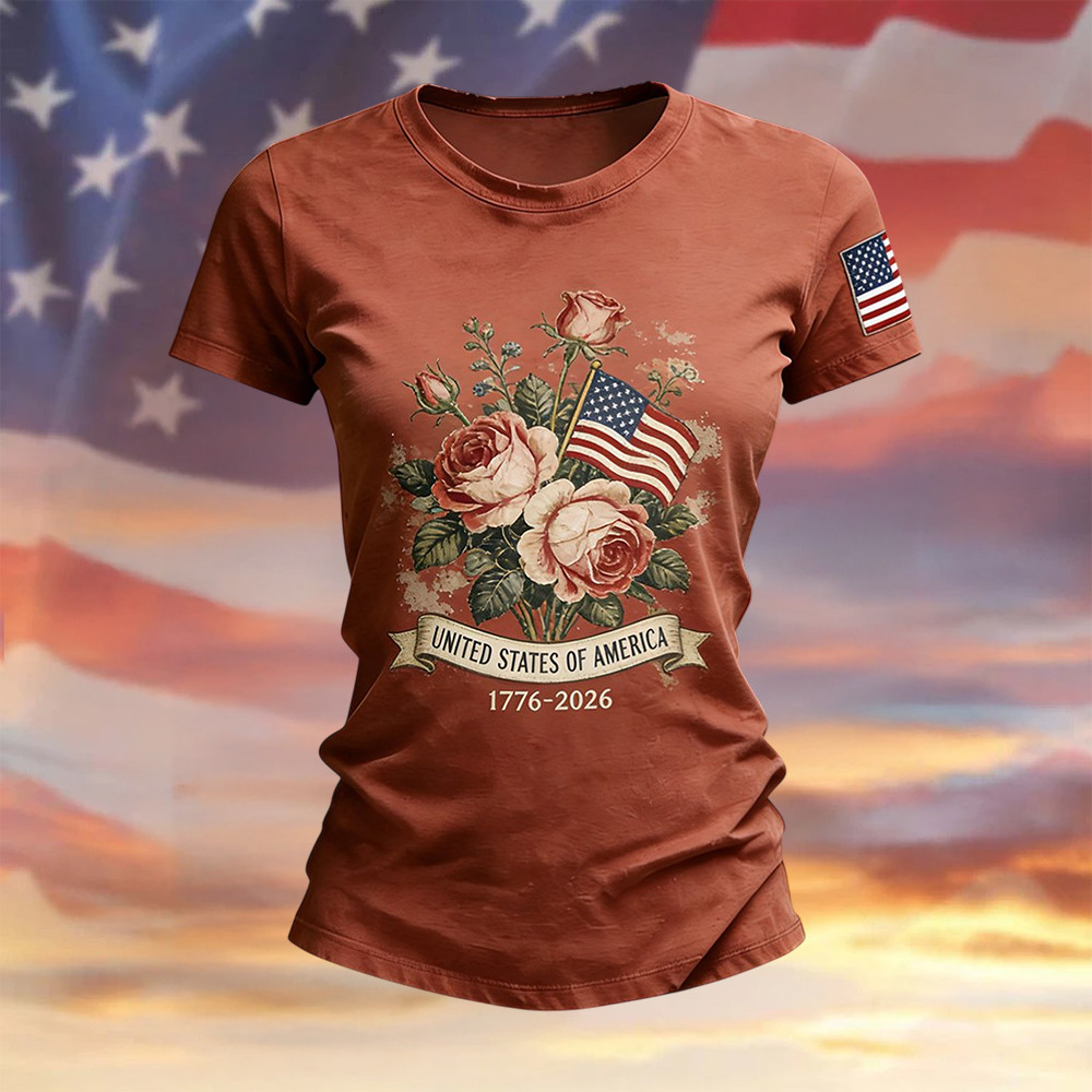 USA 250Th Anniversary 1776 2026 T-Shirt Fourth Of July Clothes Patriotic Gift For Her