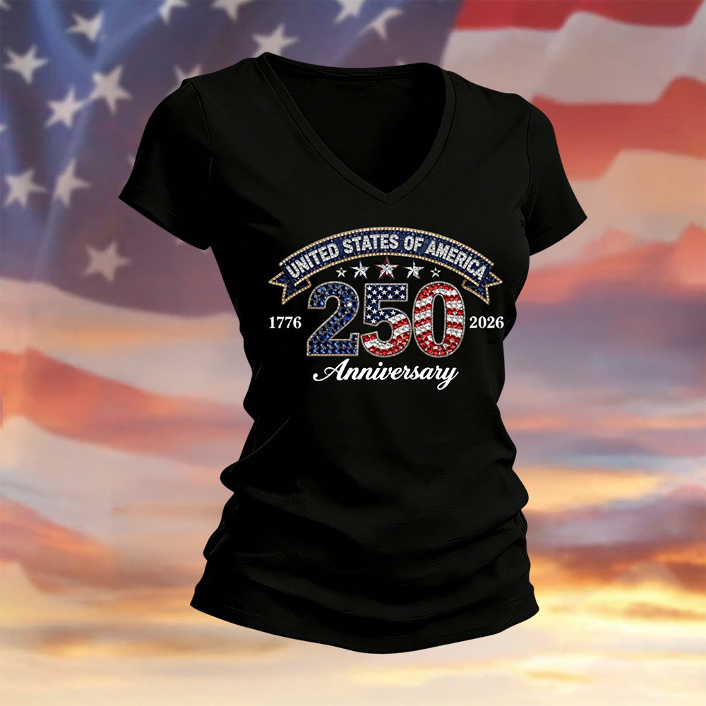 USA 250Th Anniversary 1776 2026 V-Neck Shirt American 250 Years Birthday Clothing Line