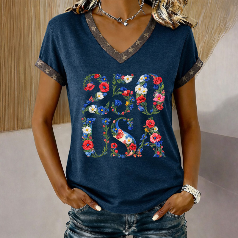 USA 250Th Anniversary 1776 2026 V-Neck Shirt American Patriot Clothing Freedom Merch