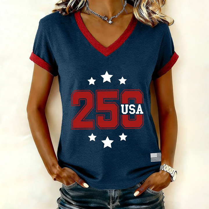 USA 250th Anniversary 1776 2026 V-Neck Shirt America's 250 Birthday Clothing