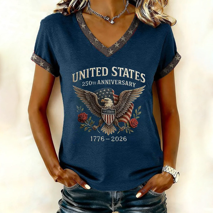 USA 250Th Anniversary 1776 2026 V-Neck Shirt America's Birthday Clothes Cool Gift Ideas