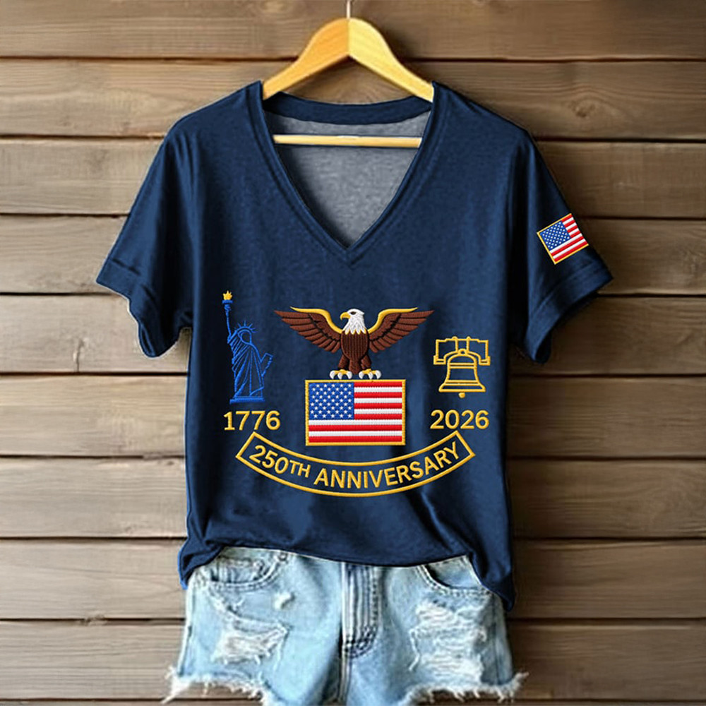 USA 250Th Anniversary 1776 2026 V-Neck Shirt Liberty Bell Graphic Shirt 4th Of July Presents