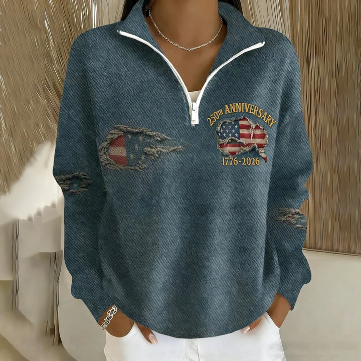 USA 250th Anniversary 1776 2026 Zip Sweatshirt USA 250 Years Strong Clothing Line