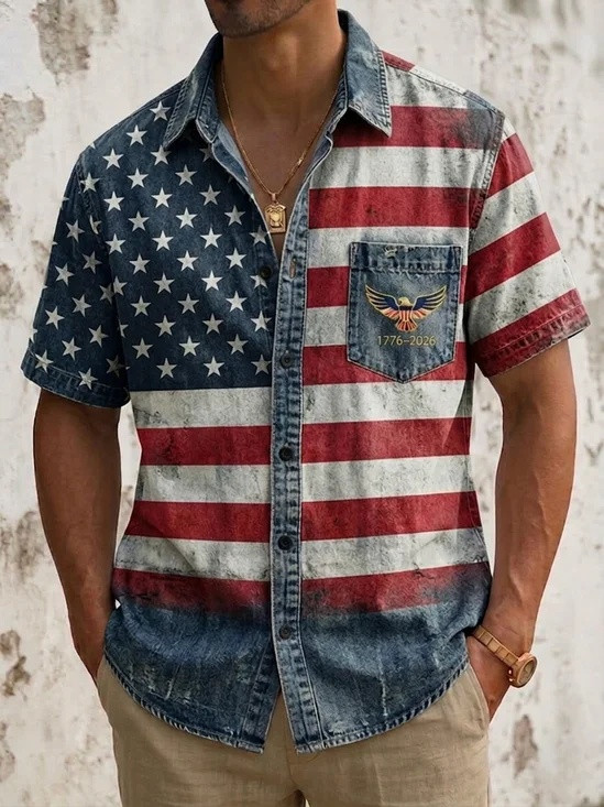 USA 250th Anniversary Button Shirt 4Th Of July 1776 2026 Clothing Independence Day Gift