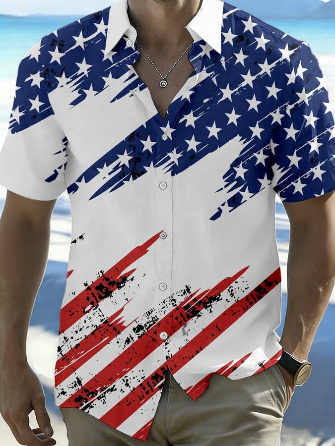 USA 250th Anniversary Button Up Shirt American Flag Independence Day Apparel Gifts For Men
