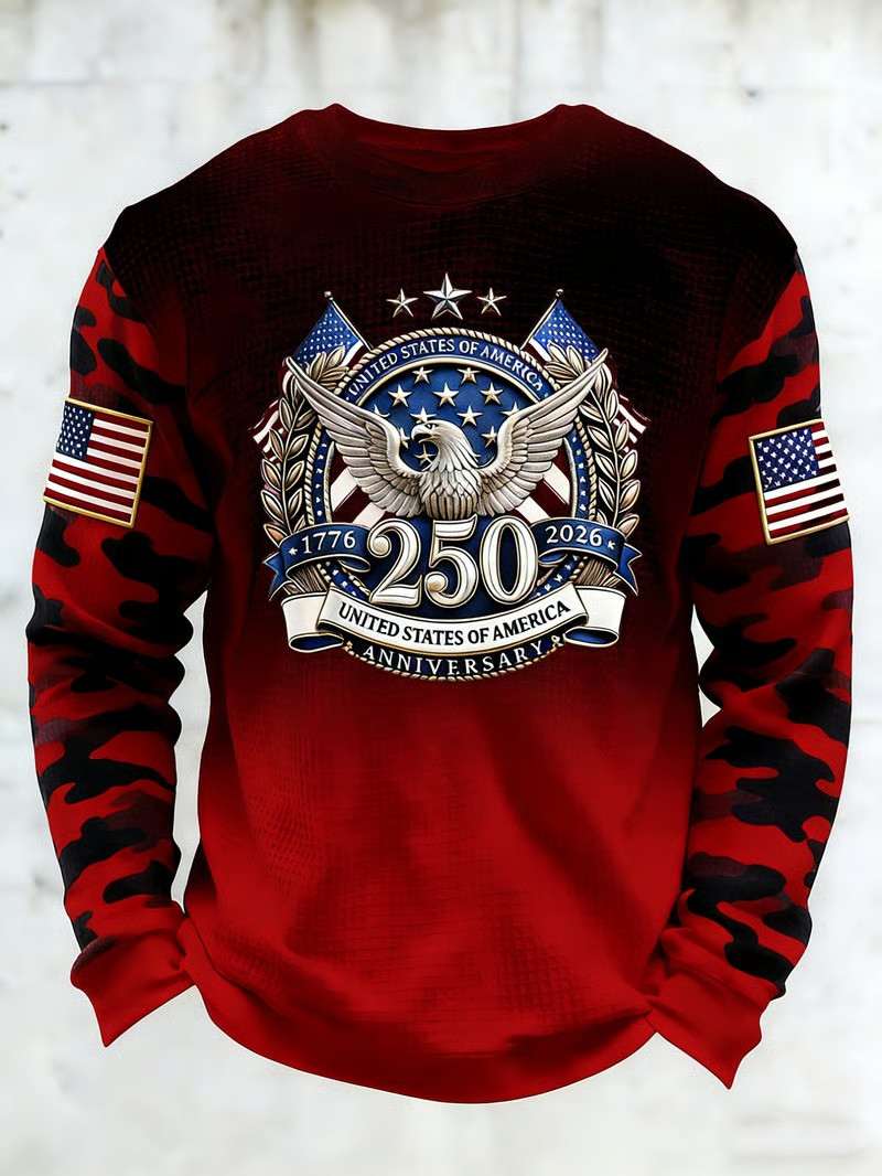 USA 250Th Anniversary Camo Long Sleeve Shirt Best 4Th Of July Attire Semiquincentennial Apparel