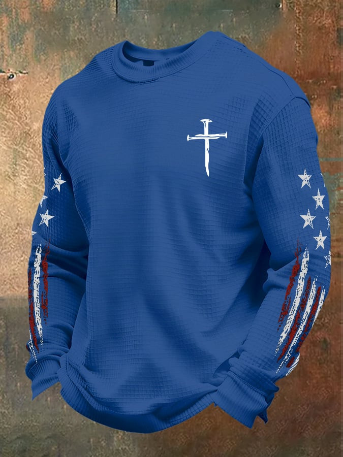 USA 250Th Anniversary Cross Flag Long Sleeve T-Shirt American Patriot Apparel