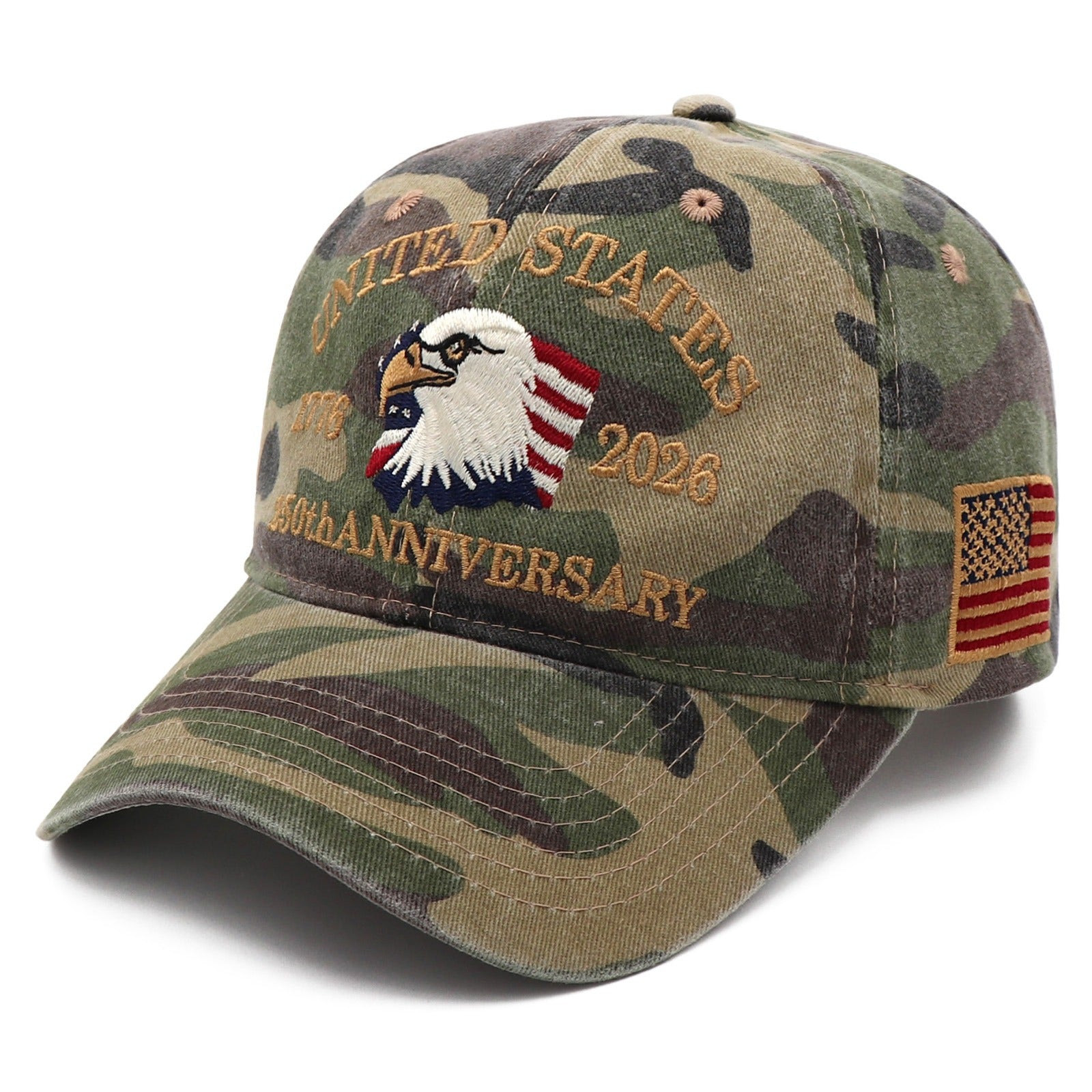 USA 250th Anniversary Eagle Camo Baseball Cap 1776 2026 Mens Merchandise Patriotic Themed Gifts