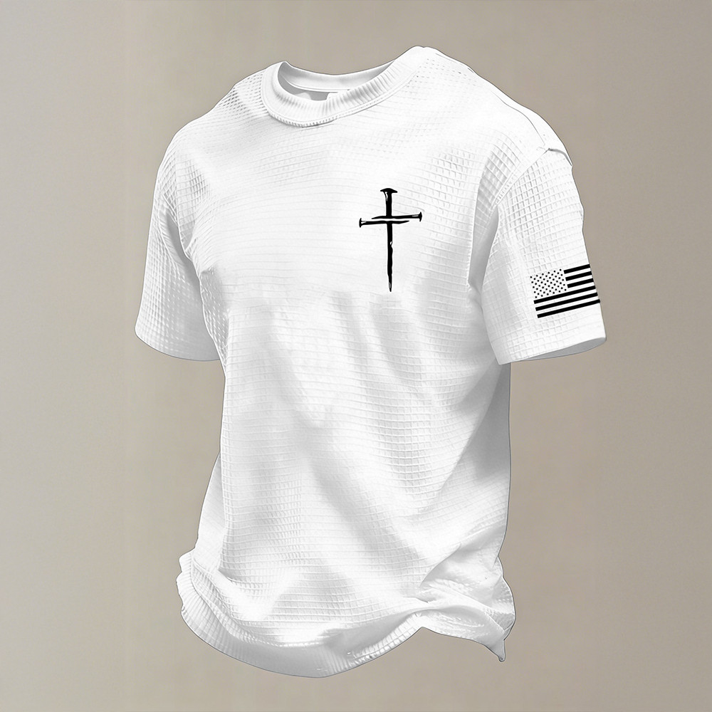 USA 250Th Anniversary Faith Cross T-Shirt 4th Of July Clothes Independence Day Clothing