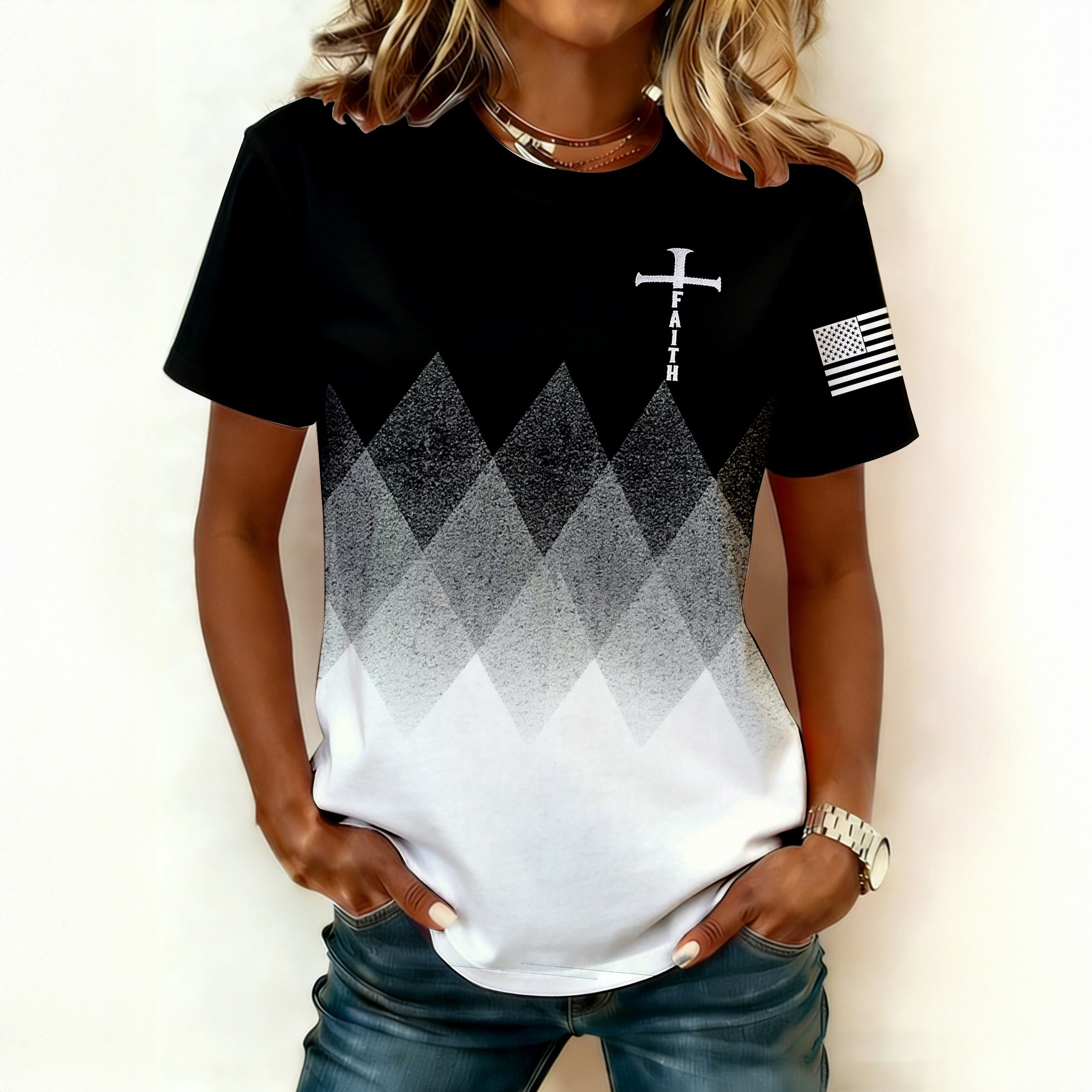 USA 250Th Anniversary Faith T-Shirt July 4 Outfits Present For Patriotic Wife