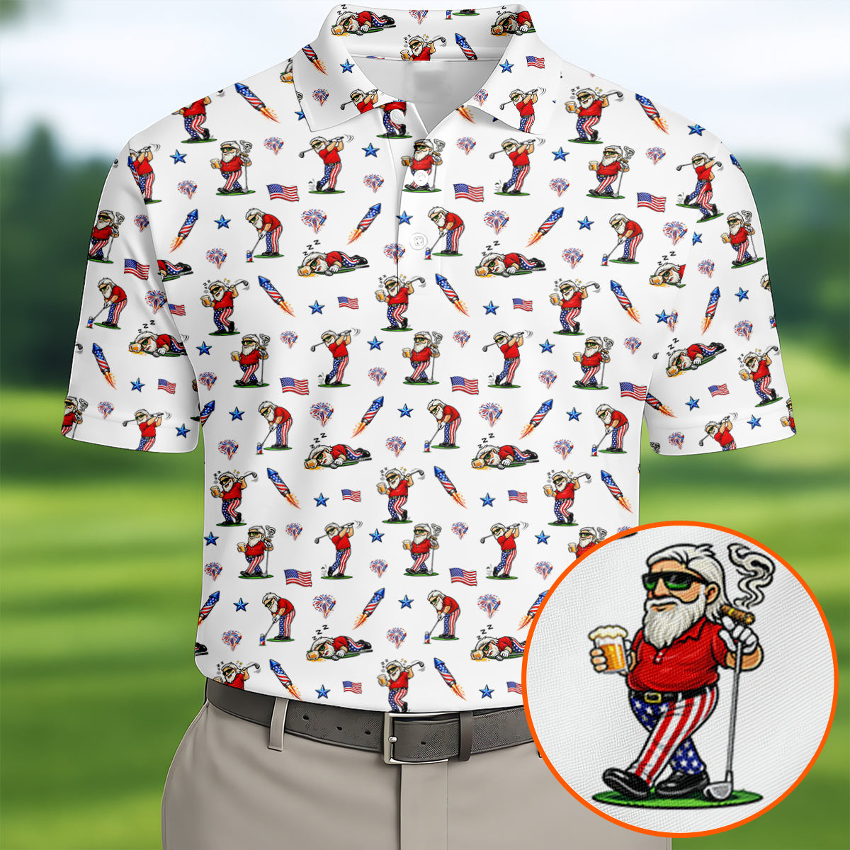 USA 250Th Anniversary Funny Man Golf Polo Shirt Patriotic Golf Shirt Good Golf Gifts