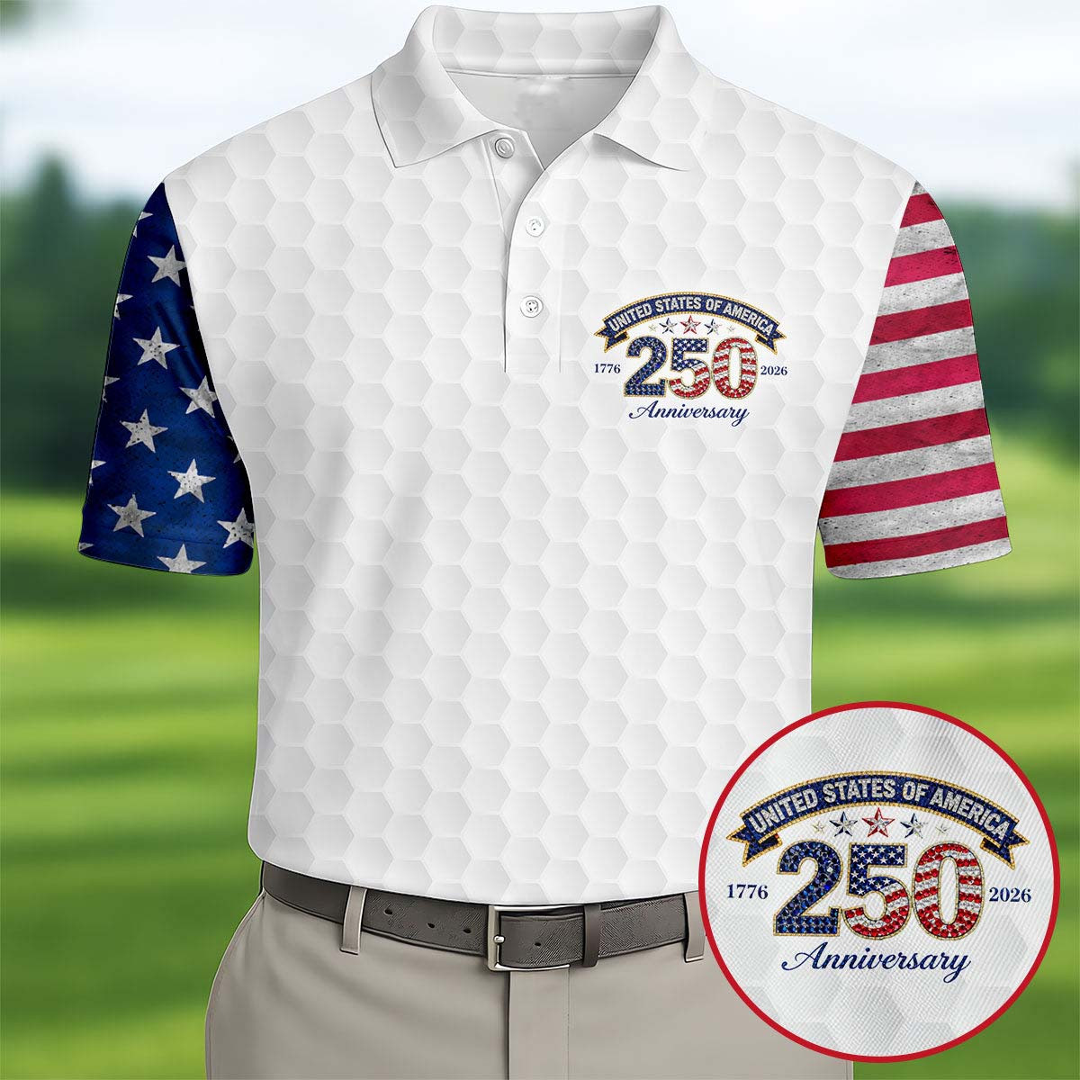 USA 250Th Anniversary Golf Polo Shirt Mens Polo Golf Shirts Good Golf Gifts For Men