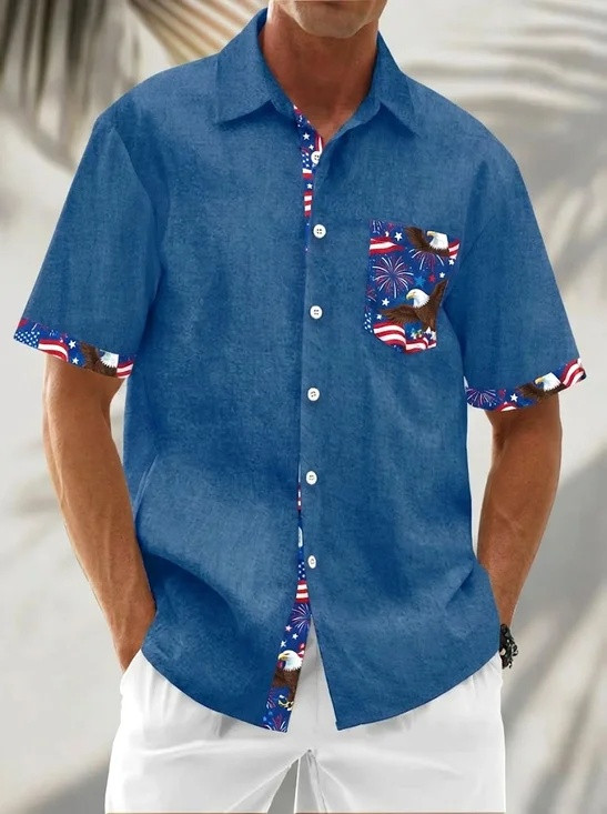 USA 250th Anniversary Hawaiian Button Shirt American Flag Eagle Clothing Gift For Him