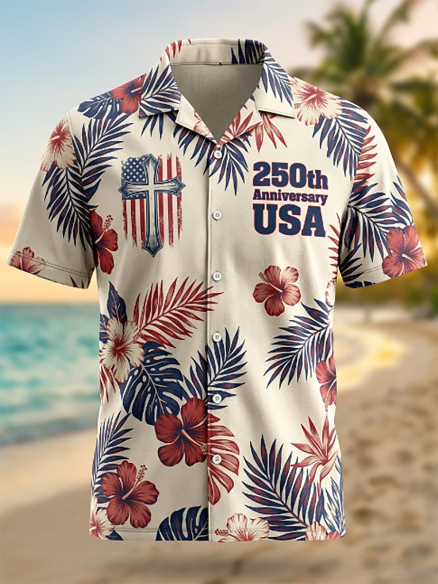 USA 250th Anniversary Hawaiian Shirt Fourth Of July Clothing Gift Ideas For Brothers