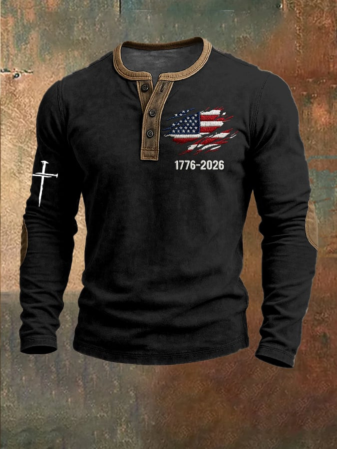 USA 250th Anniversary Henley Shirt Faith Based Cross Men 4Th Of July Apparel Gifts For Husband USA 250th Anniversary Henley Shirt Faith Based Cross Men 4Th Of July Apparel Gifts For Husband