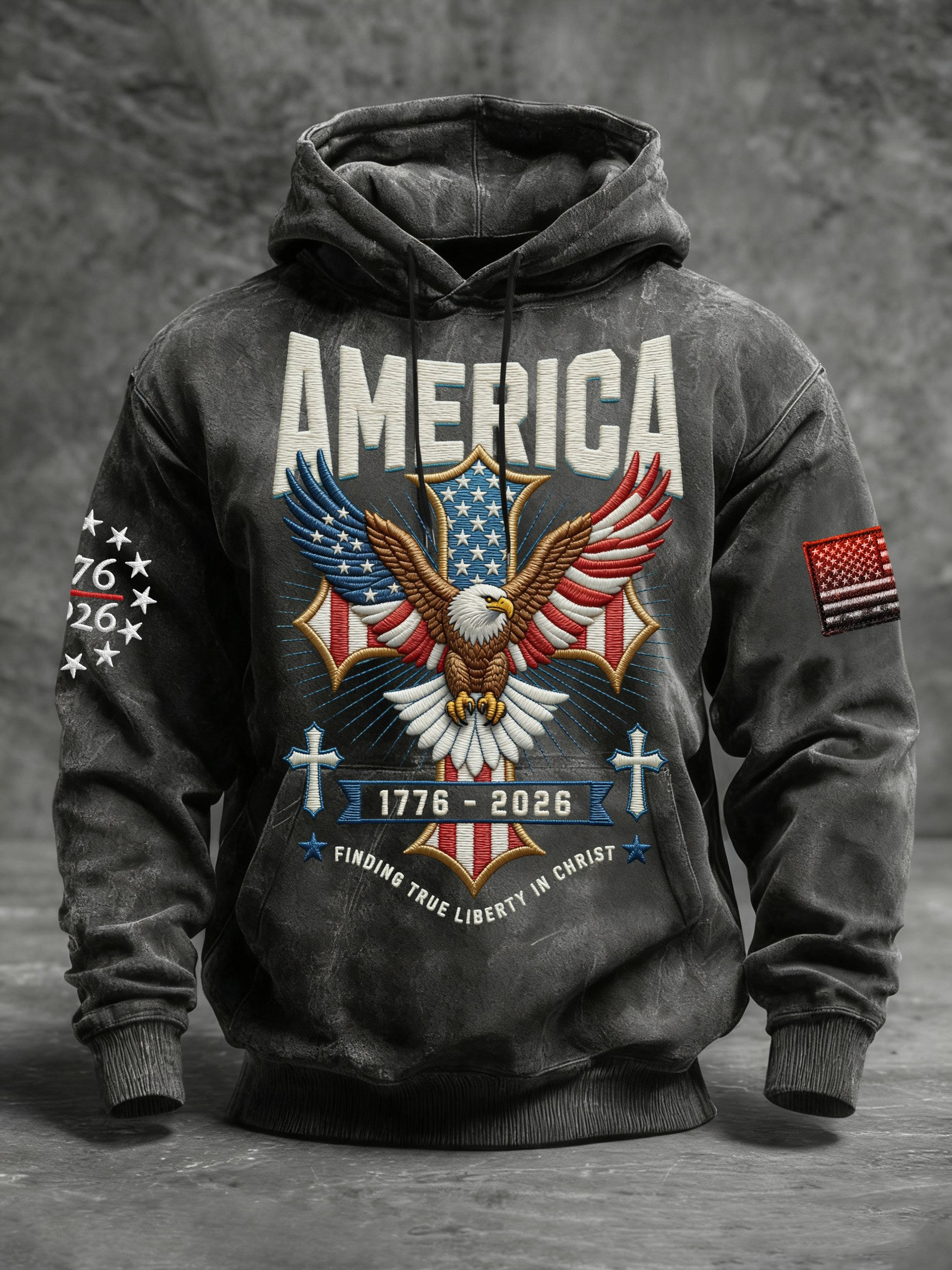 USA 250Th Anniversary Hoodie America 250 Years Hoodie Finding True Liberty In Christ Apparel