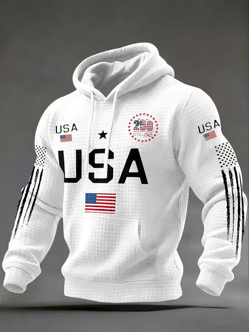 USA 250th Anniversary Hoodie American Flag Star Pullover Gift Ideas For Him