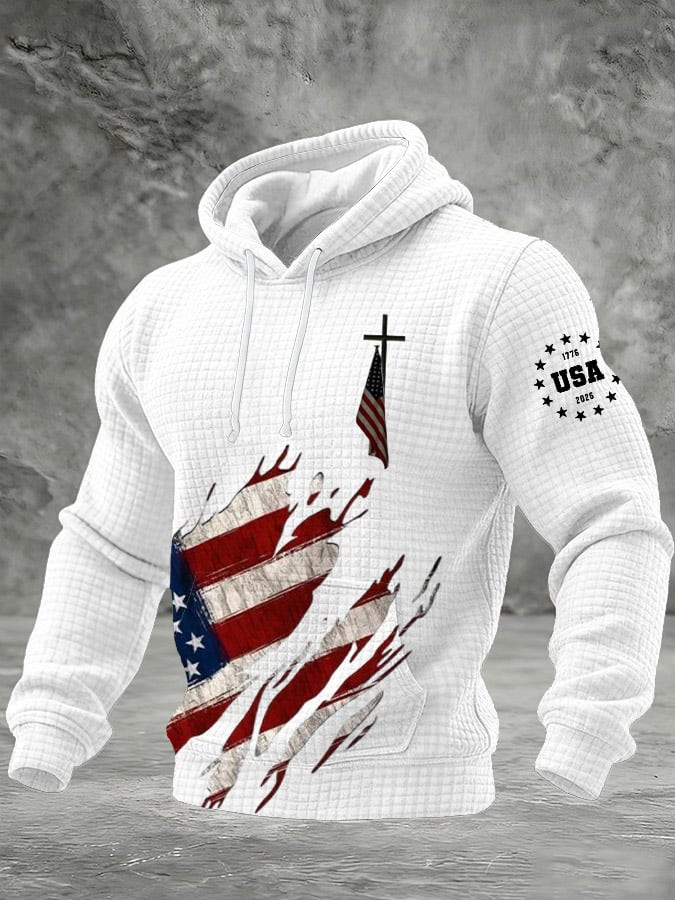 USA 250th Anniversary Hoodie Faith Based Cross American Flag 1776 2026 Merch Gifts For Patriots