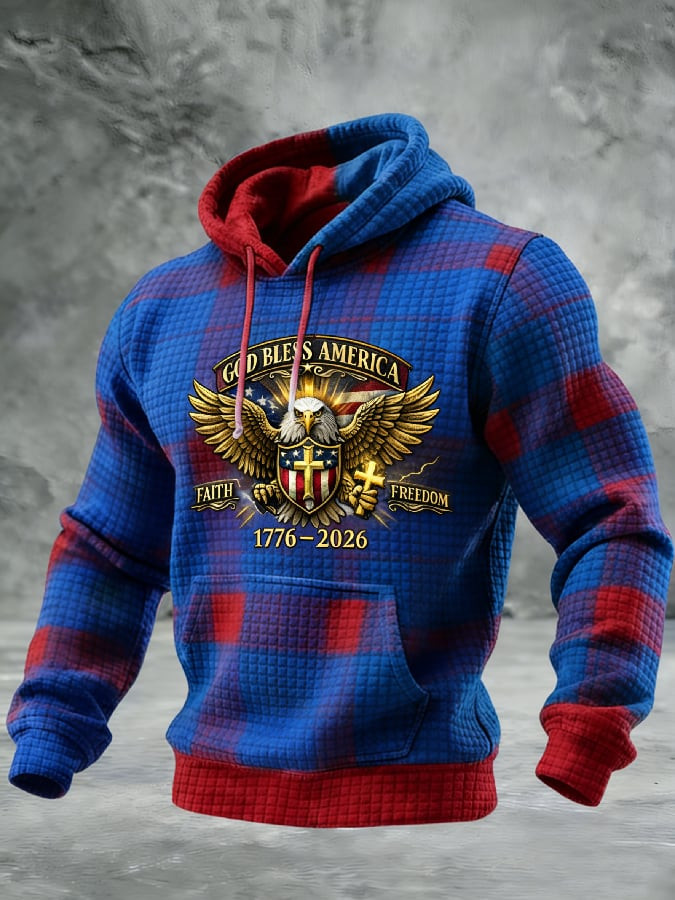 USA 250th Anniversary Hoodie God Bless America Faith Freedom 1776 2026 Merch Patriotic Gifts