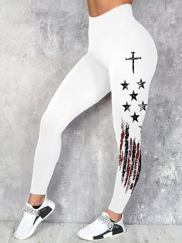 USA 250th Anniversary Leggings Faith Cross American Flag Clothes Patriotic Gifts For Her