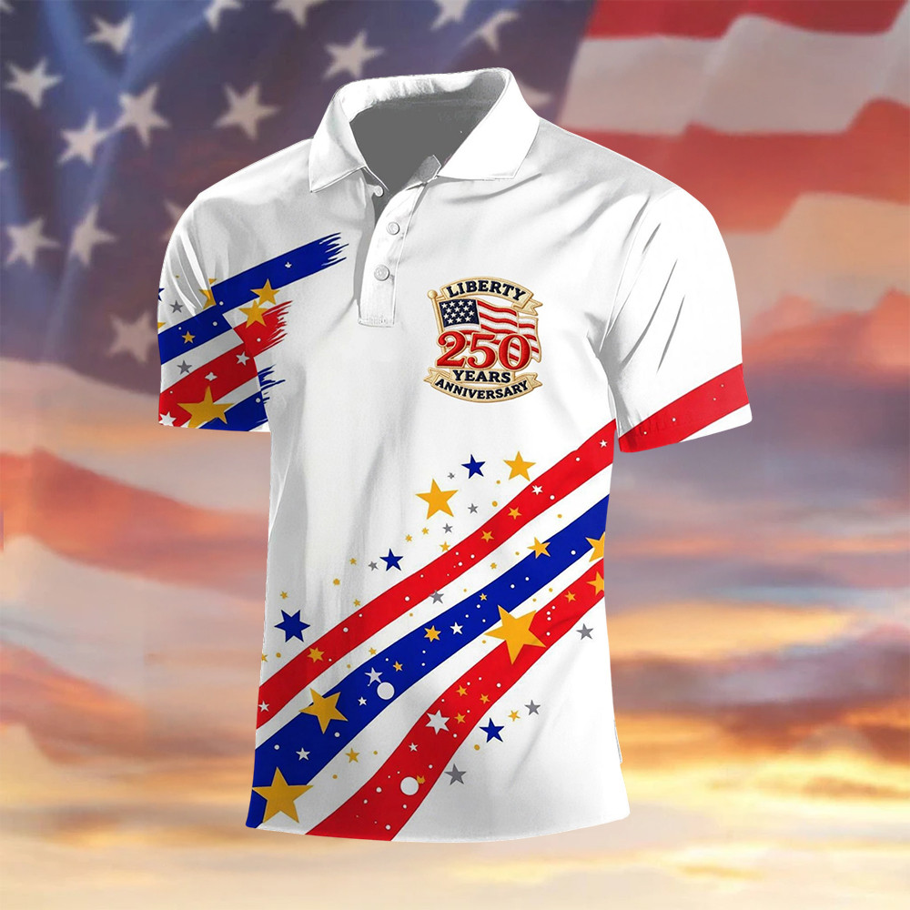 USA 250th Anniversary Liberty Polo Shirt American 250 Years Birthday Merch Cool Gift For Him