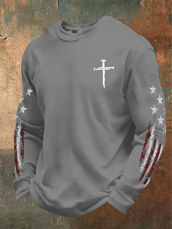 USA 250th Anniversary Long Sleeve T-Shirt Faith Based Cross Apparel 4Th Of July Present