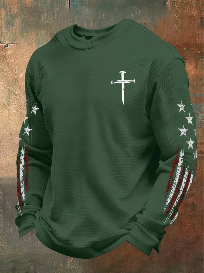USA 250th Anniversary Long Sleeve T-Shirt Faith Based Cross Apparel Fourth Of July Gifts