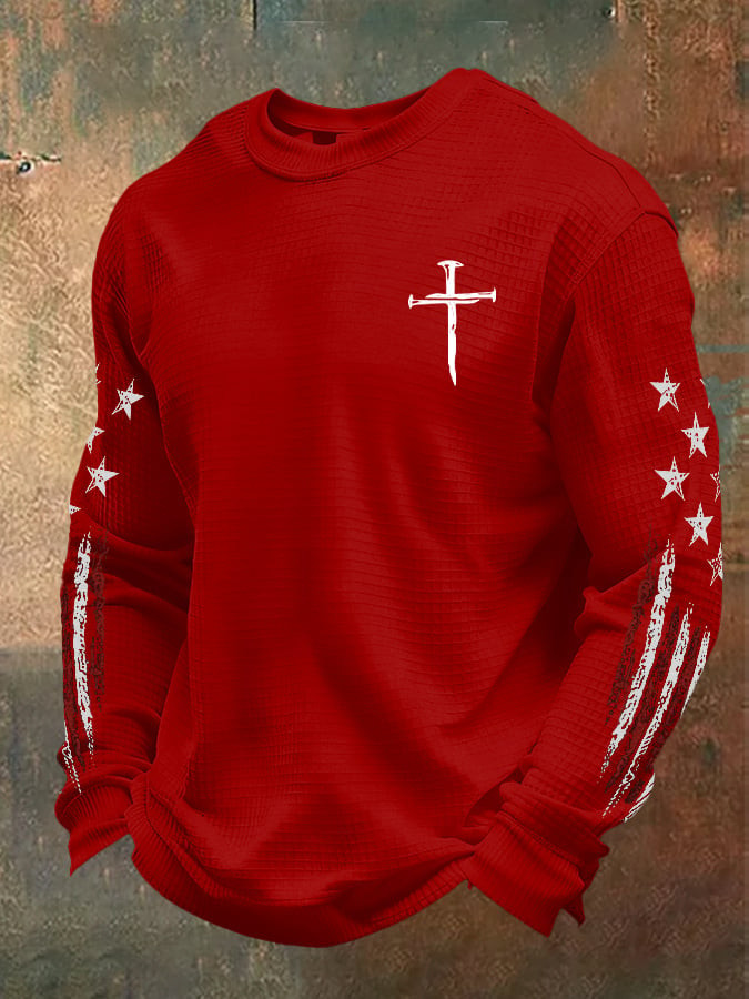 USA 250th Anniversary Long Sleeve T-Shirt Faith Based Cross Apparel Gifts For Patriots