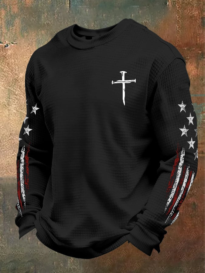 USA 250th Anniversary Long Sleeve T-Shirt Faith Based Cross Apparel Patriotic Gifts For Him