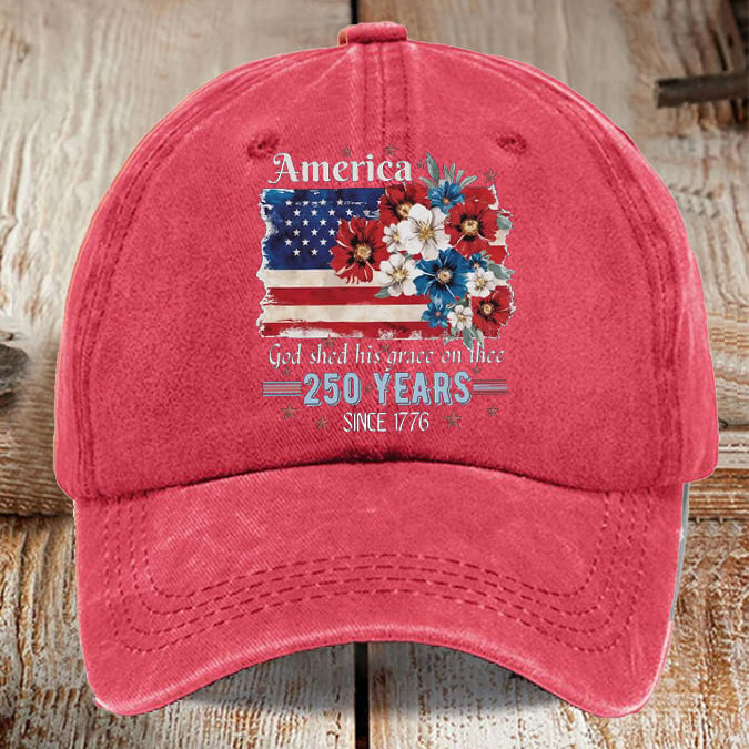 USA 250th Anniversary National Flag Floral Hat Best 4th Of July Baseball Cap