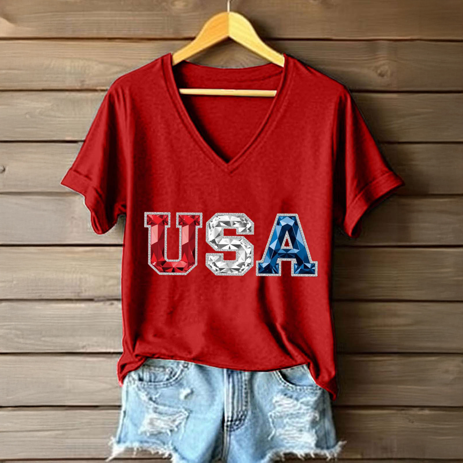 USA 250th Anniversary Of The United States V-Neck Shirt America's Birthday Clothing