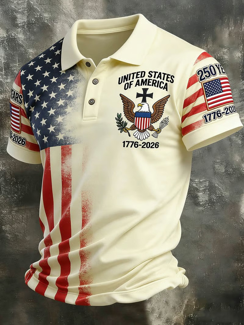 USA 250th Anniversary Polo Shirt 1776 2026 American Flag Clothing Patriotic Gift For Him