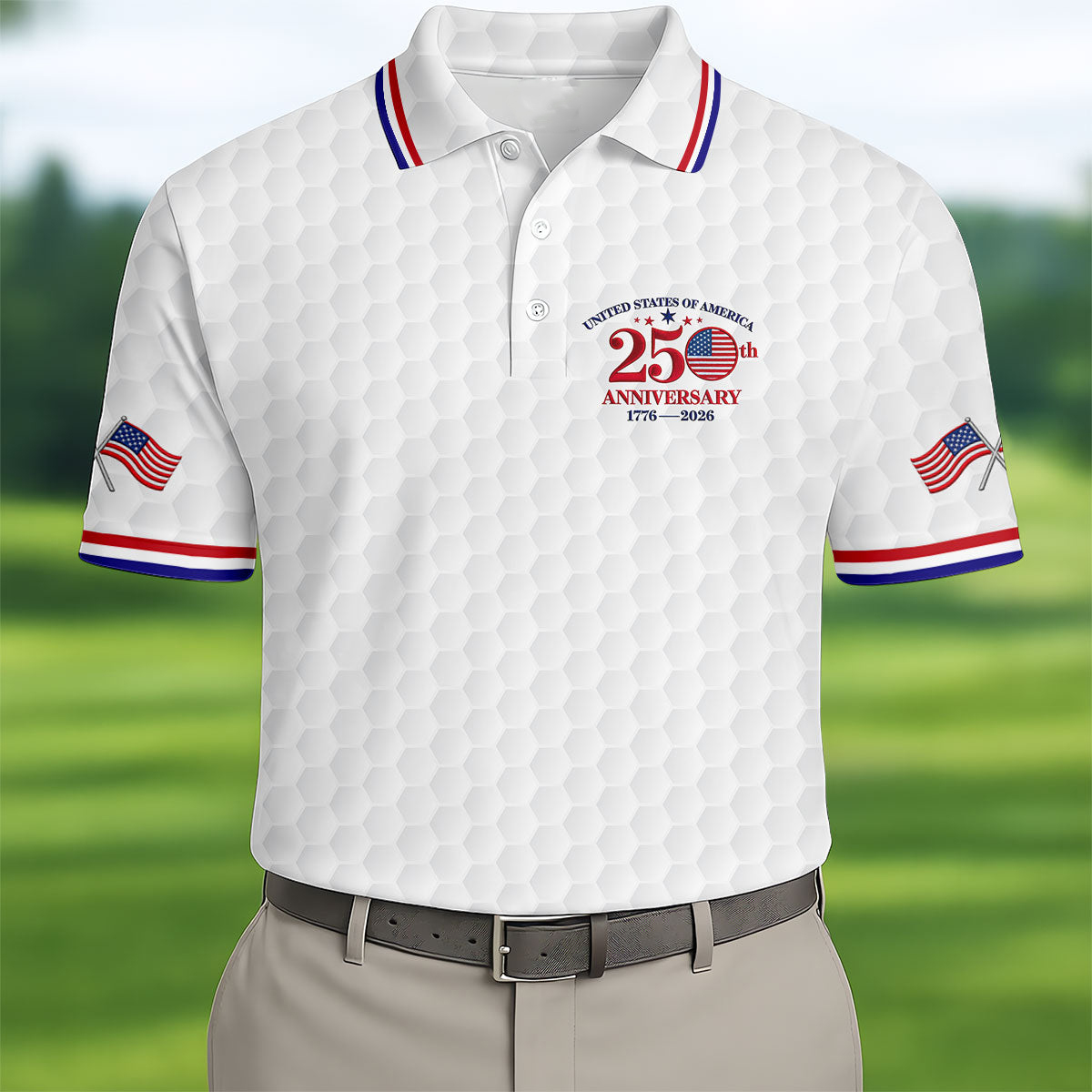USA 250th Anniversary Polo Shirt American Patriot Apparel Gifts For Patriotic Dad