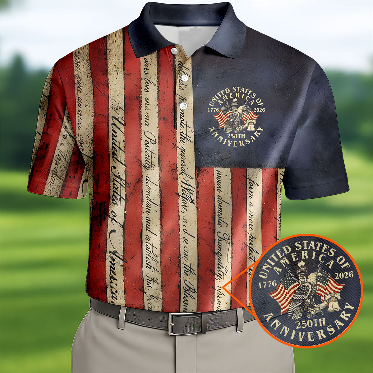 USA 250th Anniversary Polo Shirt American Patriot Clothing Gifts For A Patriotic Person