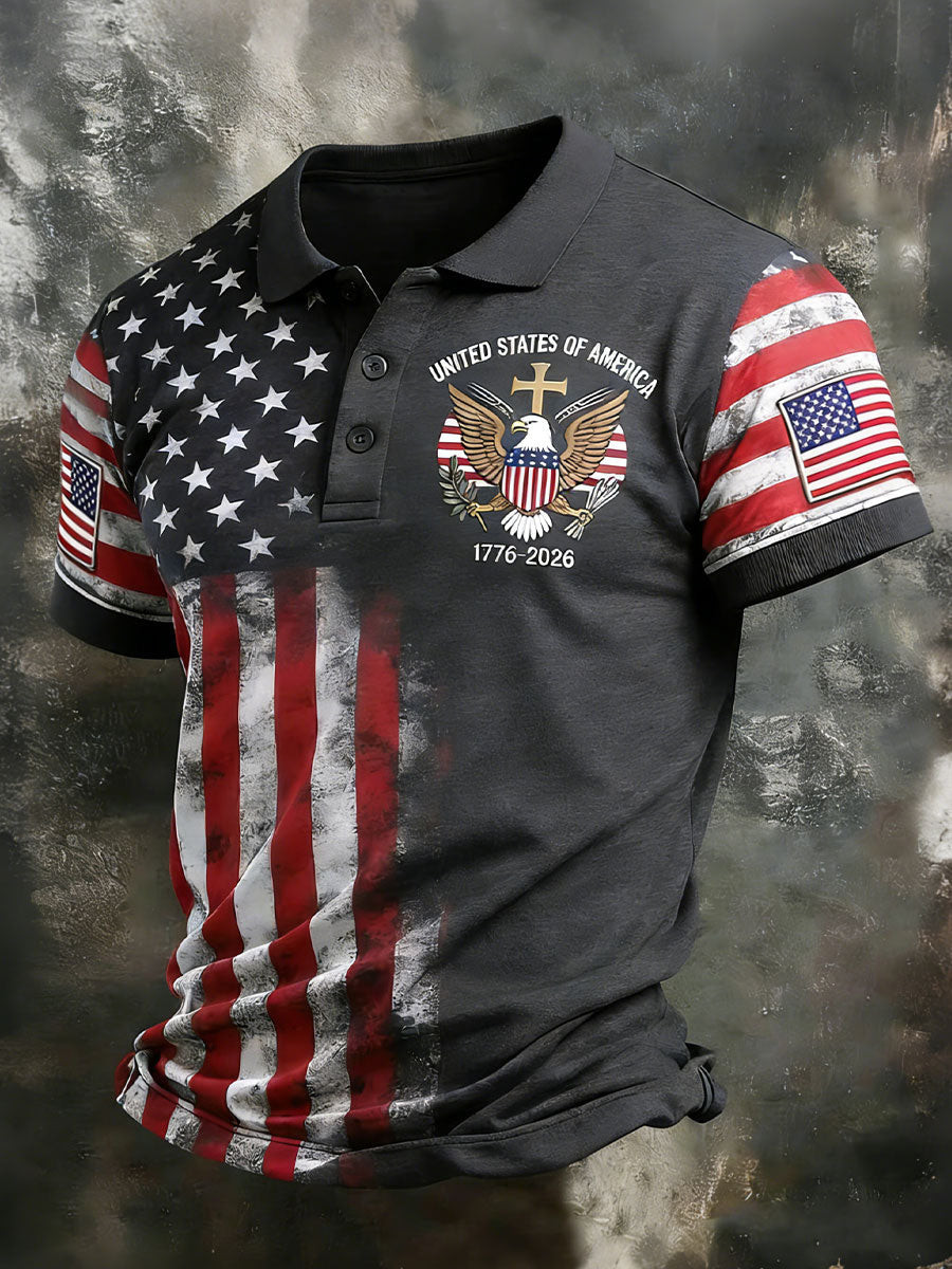 USA 250th Anniversary Polo Shirt US Bald Eagle Apparel Best Patriotic Gifts