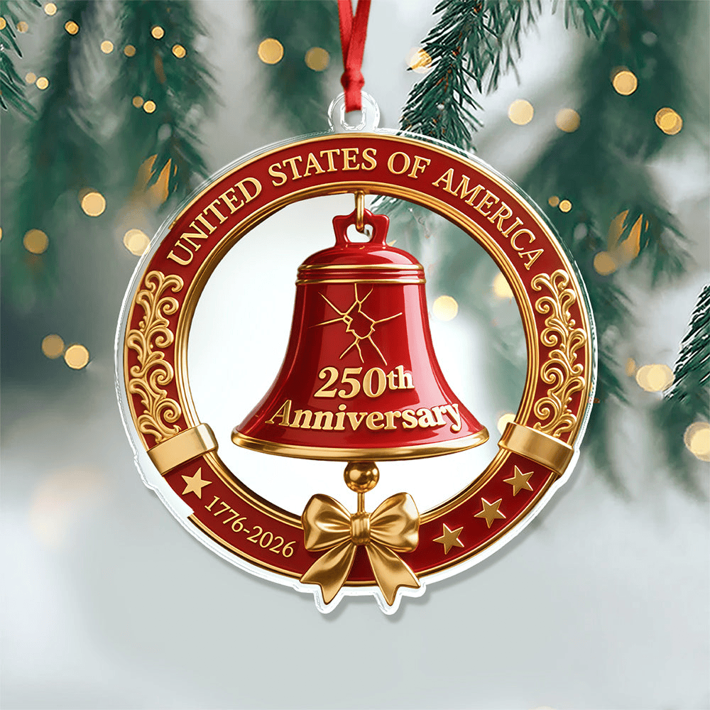 USA 250th Anniversary Red Bell Ornament July 4Th Ornament Presents For Independence Day