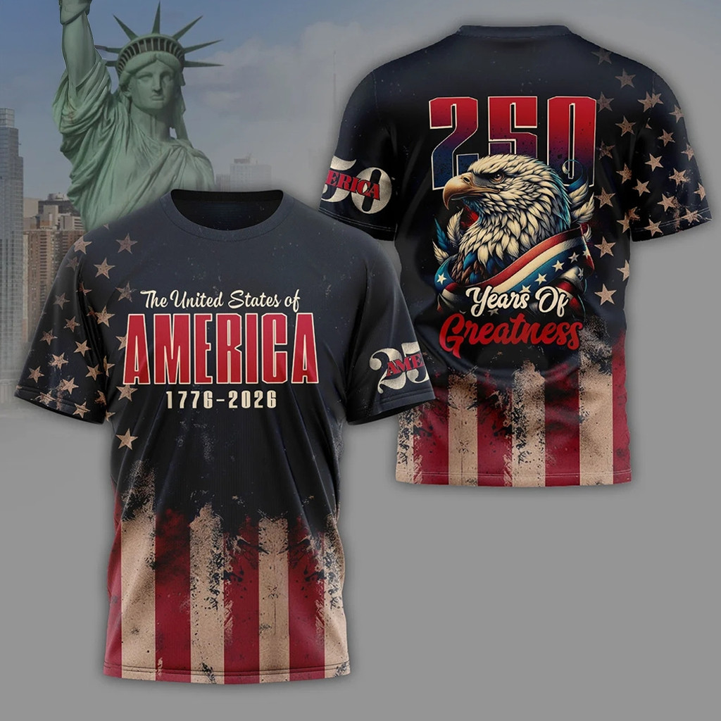 USA 250Th Anniversary Shirt 2026 Patriotic Eagle Independence Day Apparel 4th Of July Gifts