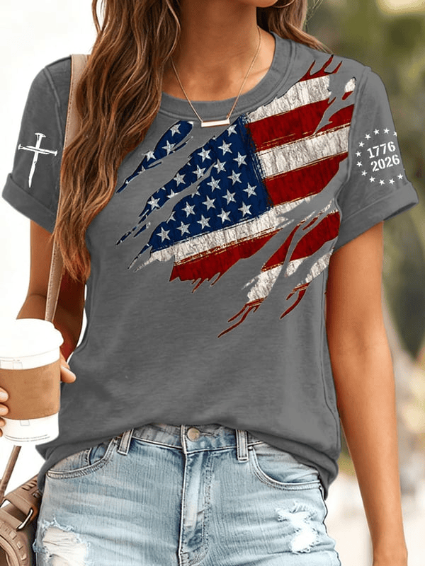 USA 250th Anniversary Shirt Faith Based Cross 1776 2026 Apparel Patriotic Presents For Her