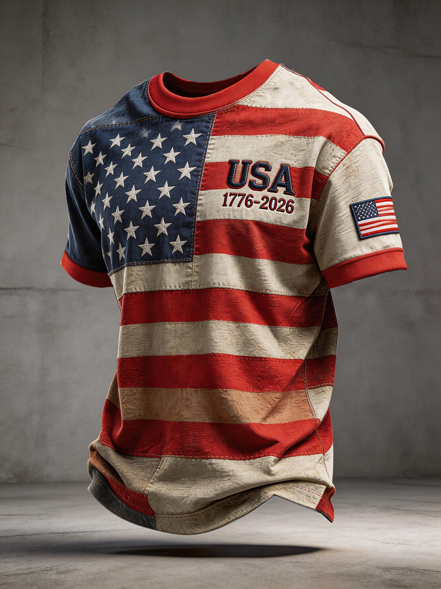 USA 250th Anniversary Shirt Patriotic US Flag Men's Clothing Patriotic Gifts For Men