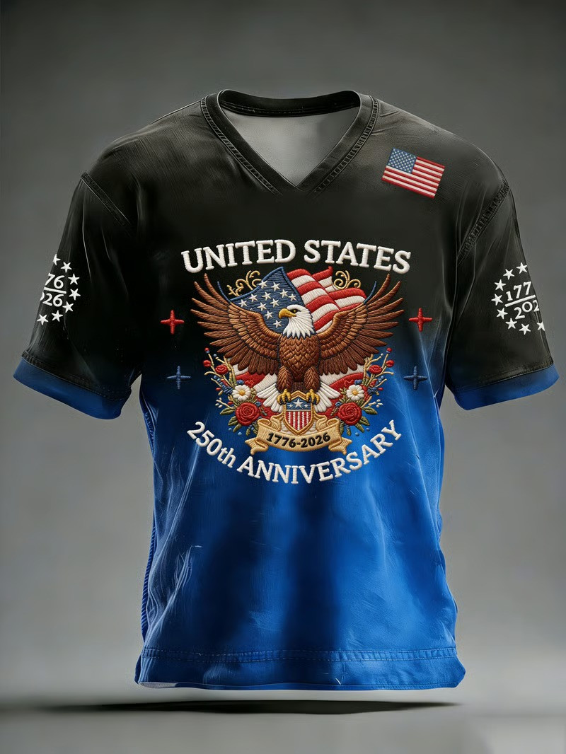 USA 250th Anniversary T-Shirt Patriotic Eagle Flag Apparel Independence Day Gift