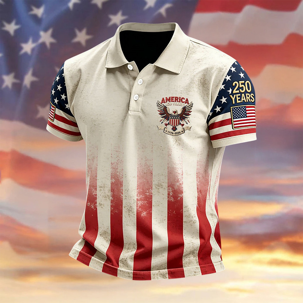 USA 250Th Birthday 1776 2026 Polo Shirt Fourth Of July Clothes Independence Day Gift