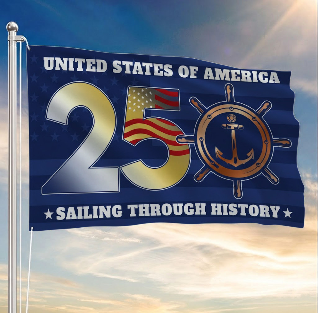 USA 250th Sailing Through History Flag Navy Patriotic Grommet Flag Decor Gift Ideas