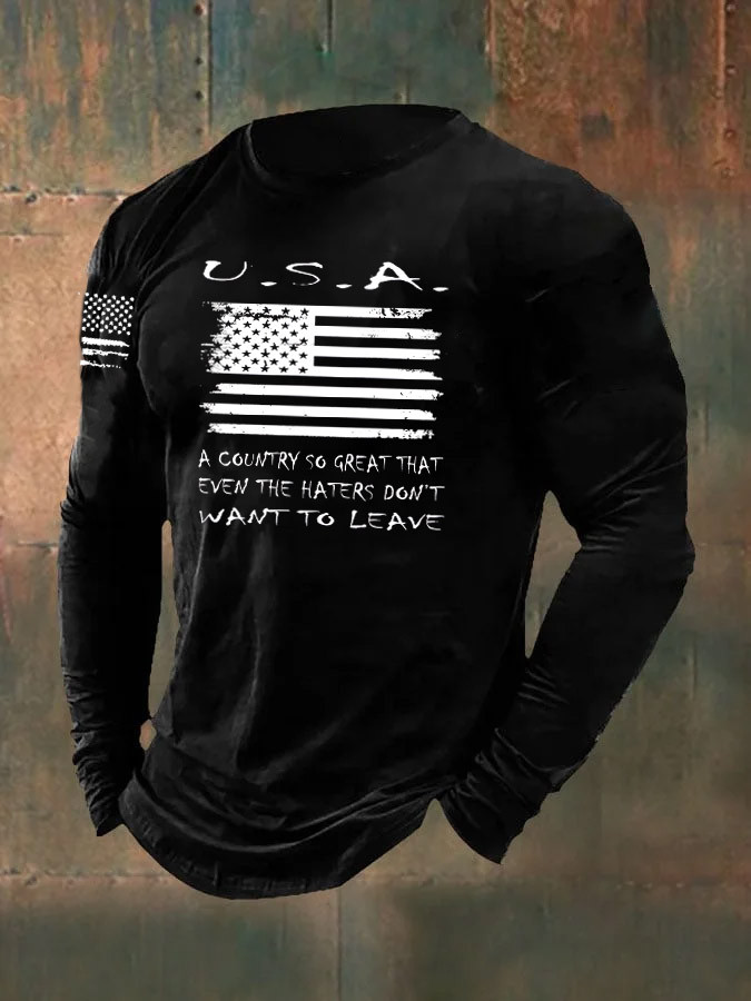 USA American Flag Long Sleeve Shirt A Country So Great Patriotic Merch Gift For Men