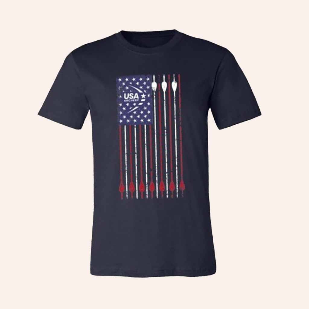 USA Archery Merch Men's Grunge Flag Shirt Gifts For Archery Enthusiasts