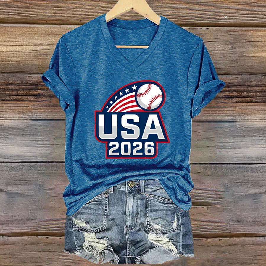 USA Baseball 2026 V-Neck Shirt USA Baseball Team Clothes Present For Girlfriend