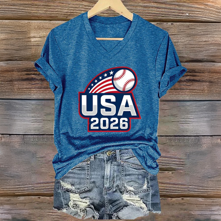 USA Baseball 2026 V-Neck Shirt World Baseball Classic 2026 Merch Best Present For Girlfriend