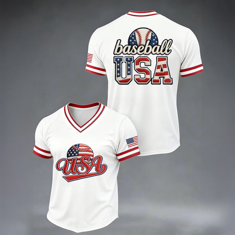 USA Baseball American Letters T-Shirt USA Baseball Shirt Best Fan Gear
