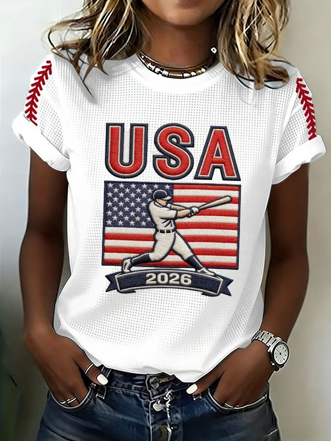 USA Baseball Batter 2026 Flag T-Shirt World Classic Patriotic Team USA Fan Clothing Best For Family