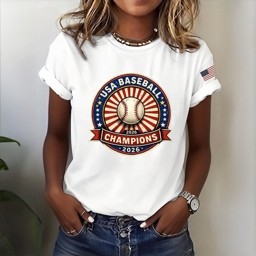 USA Baseball Champions 2026 T-Shirt USA Baseball Clothes Present For Her